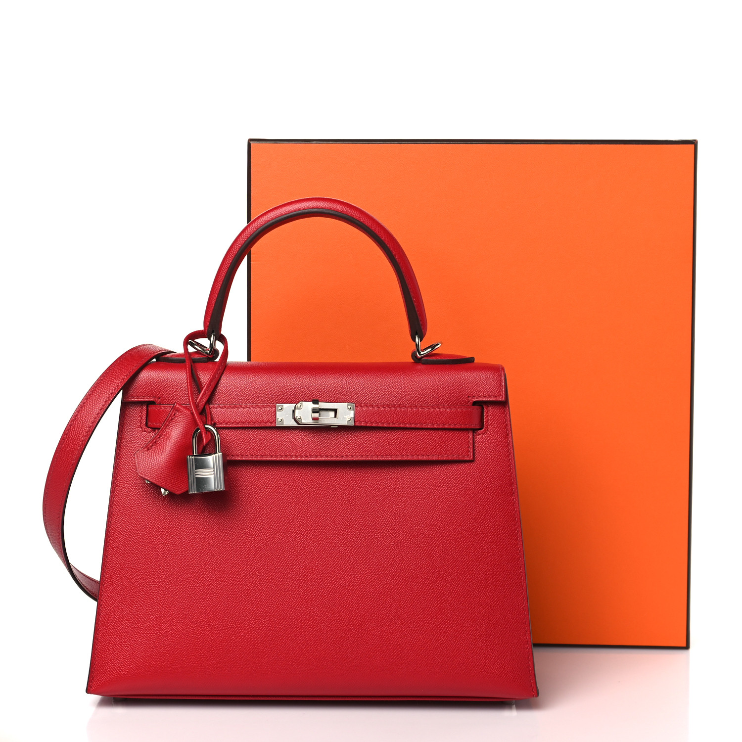 Madame Calfskin Verso Kelly Sellier 25 Rouge Piment Rose Shocking