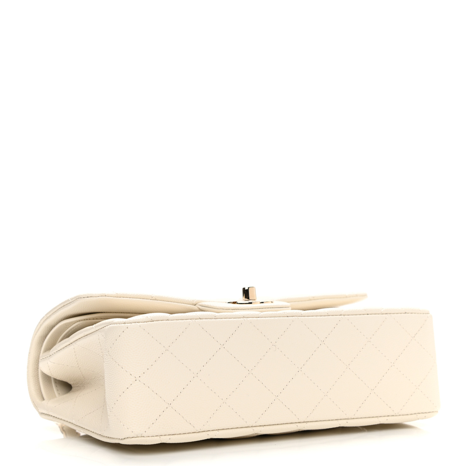 Caviar quilted Medium Double clamshell off-white