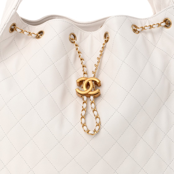Caviar Quilted Medium Chanel 25 Handbag White