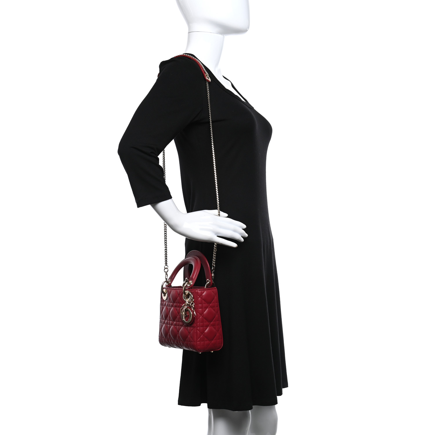 Lambskin Cannage Mini Lady  Burgundy