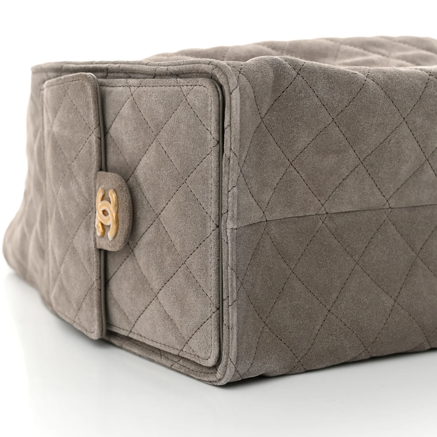 Suede Quilted Medium Chanel 25 Handbag Grey