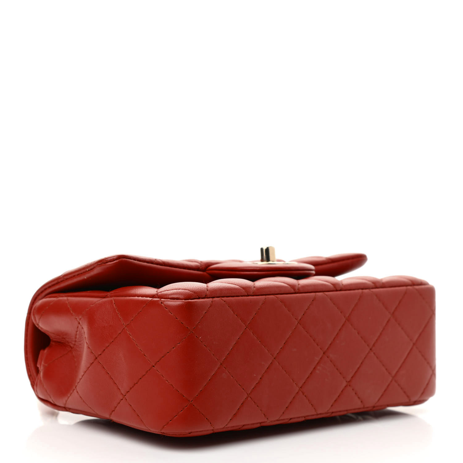 Lambskin Quilted Mini Rectangular Flap - Red