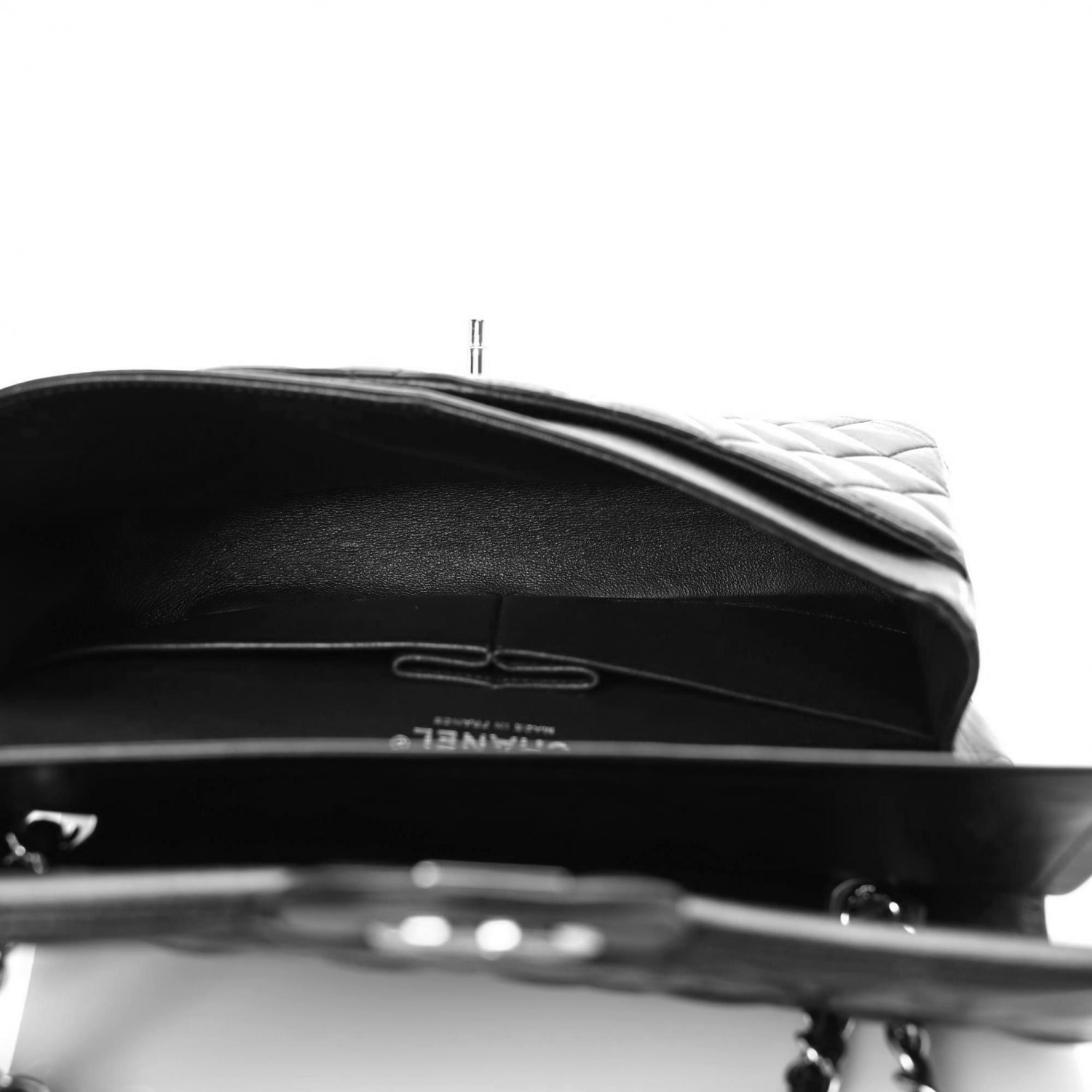 Lambskin Quilted Medium Double Flap Black