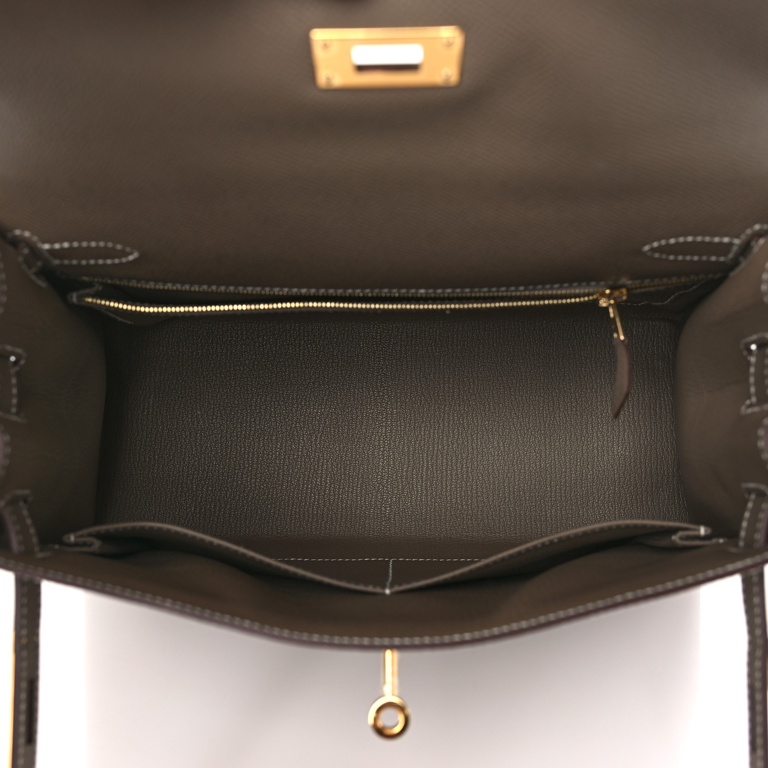 Epsom Kelly Sellier 28 Etoupe (Golden Lock)