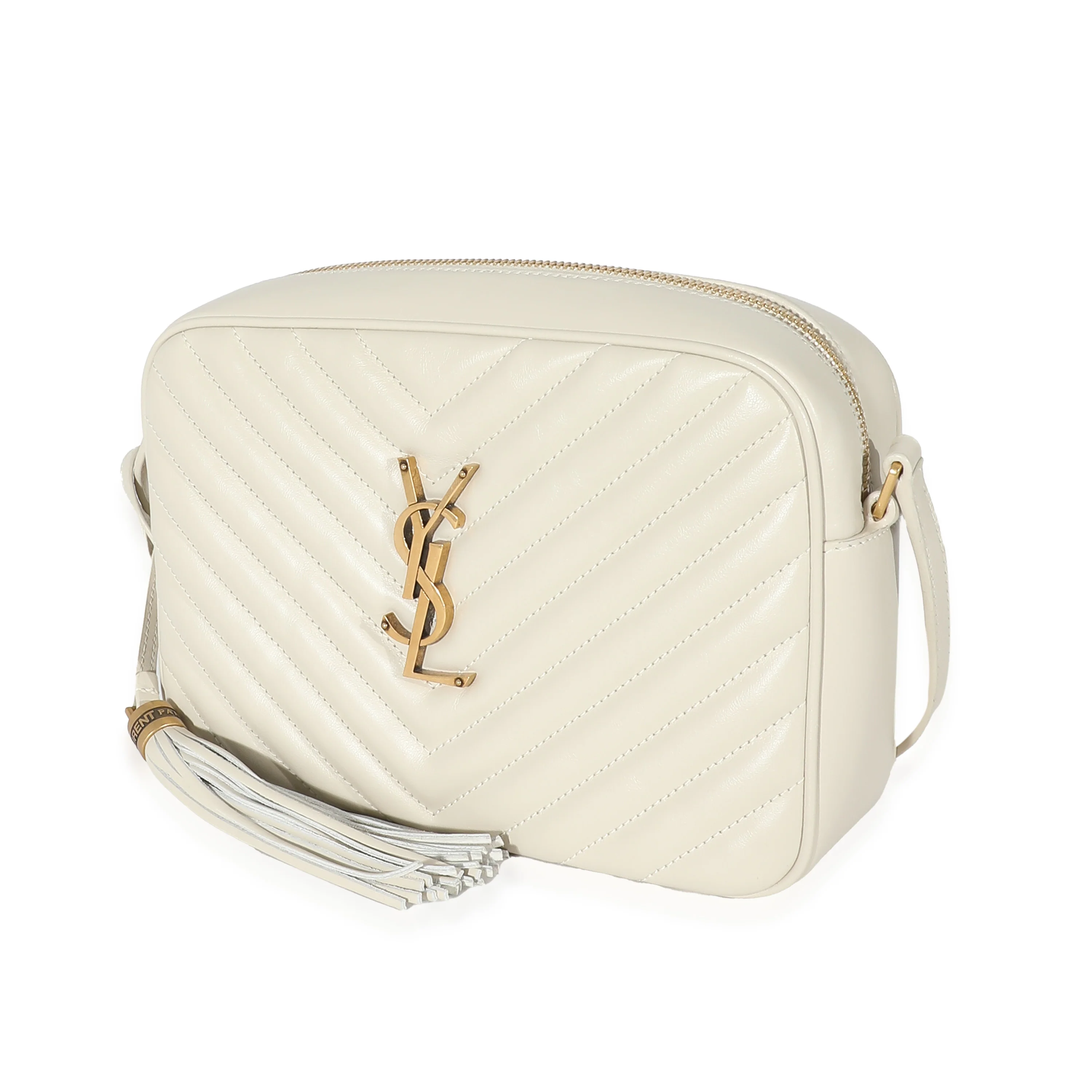 Saint Laurent Crema Soft Chevron Quilted Leather Lou Camera Bag