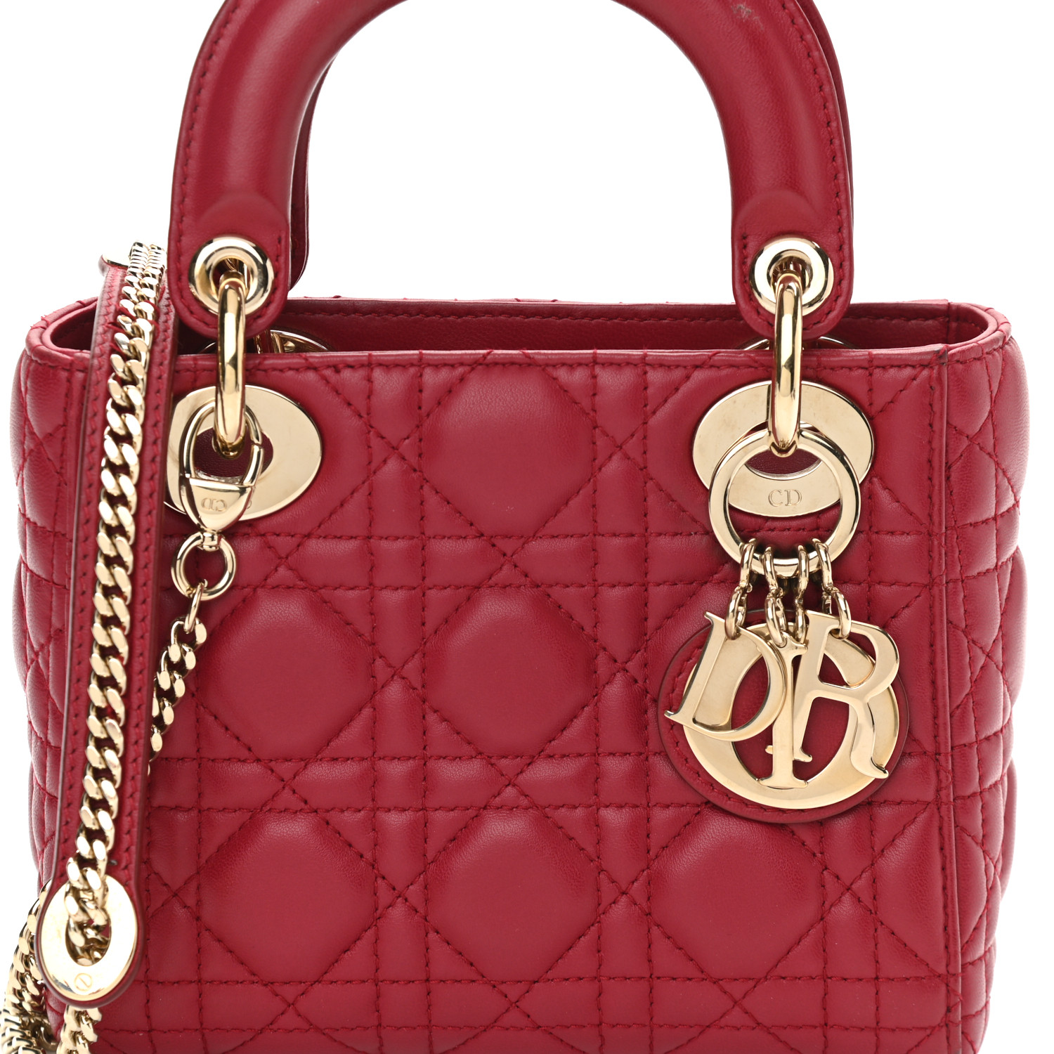 Lambskin Cannage Mini Lady  Burgundy