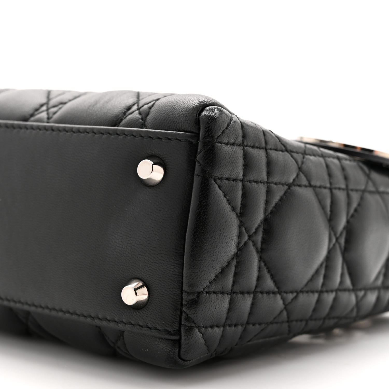 Lambskin Cannage Mini Lady  Black（6.5 x 6 x 3 in）