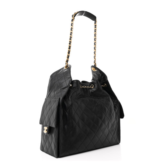 Caviar Quilted Medium Chanel 25 Handbag Black