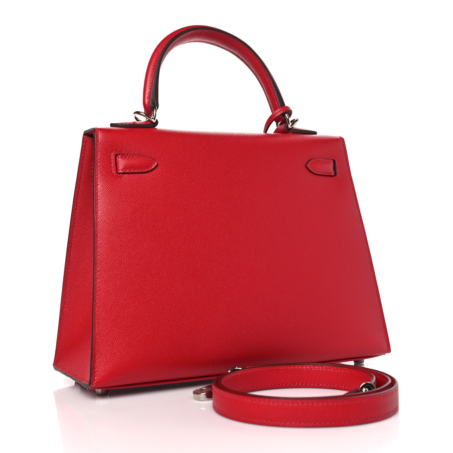 Madame Calfskin Verso Kelly Sellier 25 Rouge Piment Rose Shocking