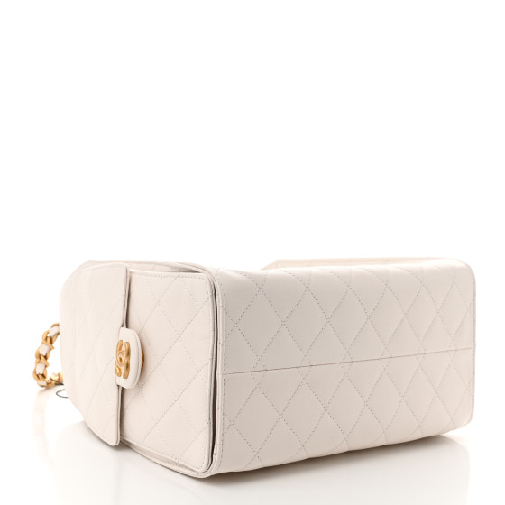 Caviar Quilted Small Chanel 25 Handbag White