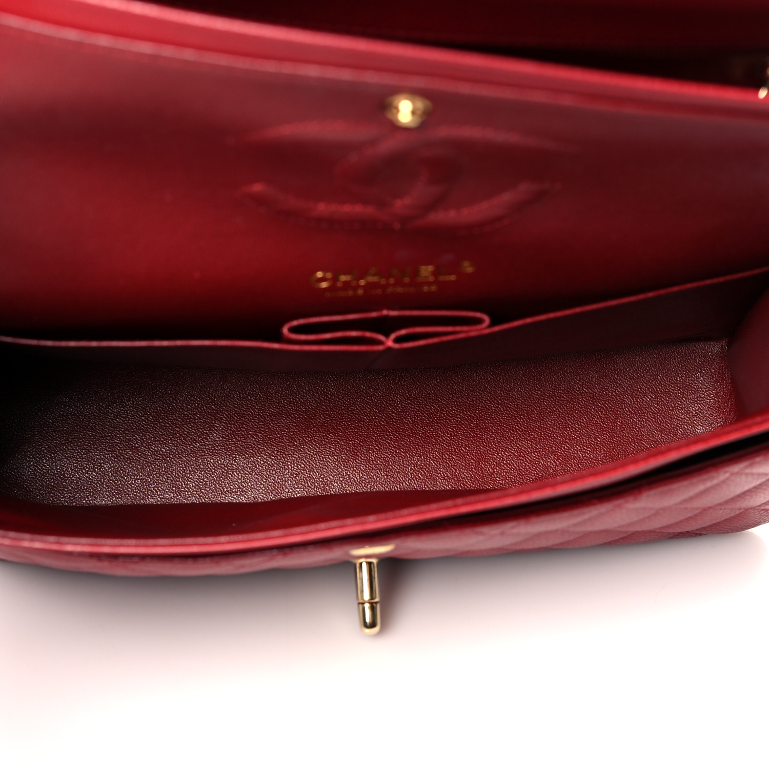 Caviar Quilted Medium Double Flap Red