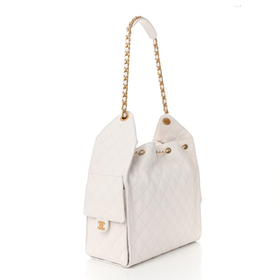 Caviar Quilted Medium Chanel 25 Handbag White