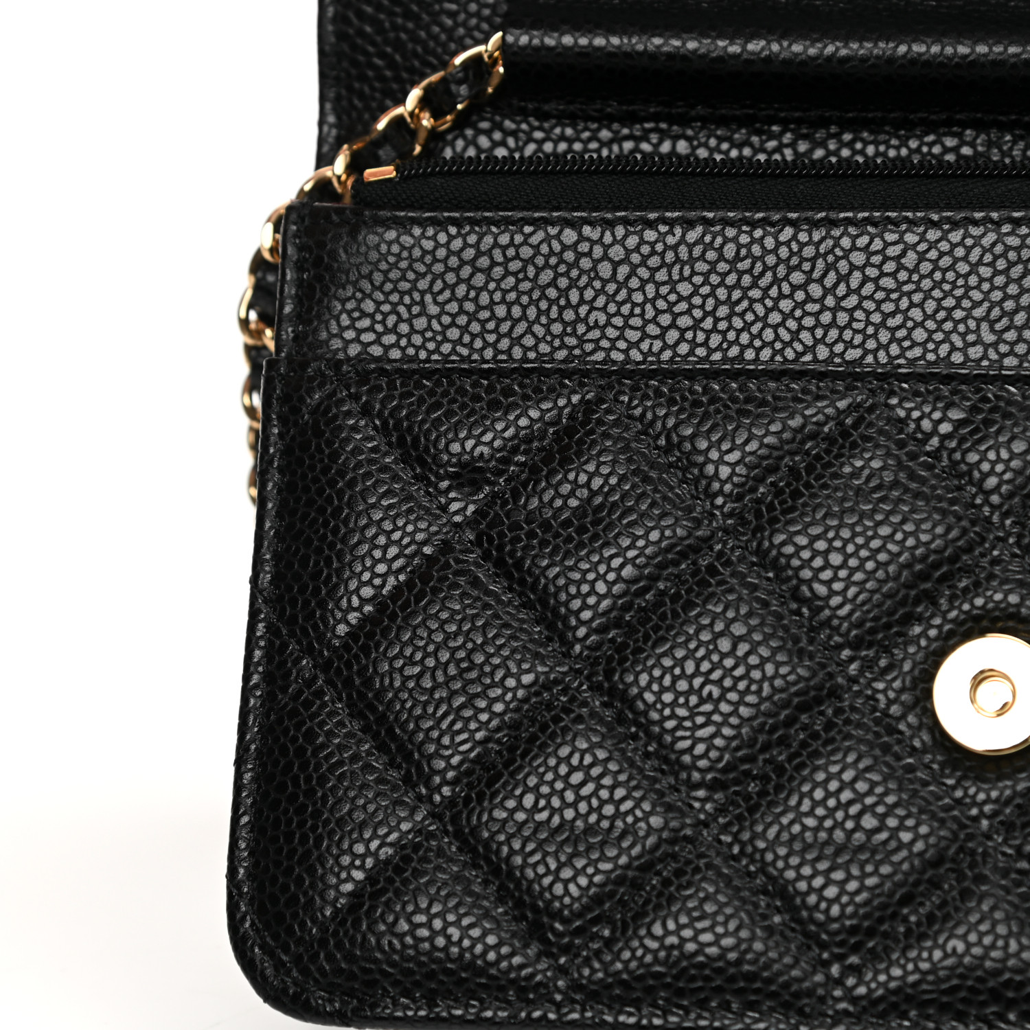 Caviar Quilted Wallet On Chain WOC Black