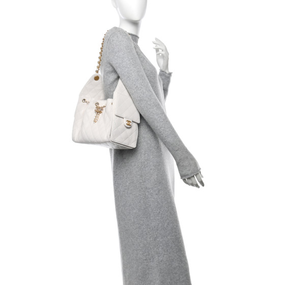 Caviar Quilted Small Chanel 25 Handbag White