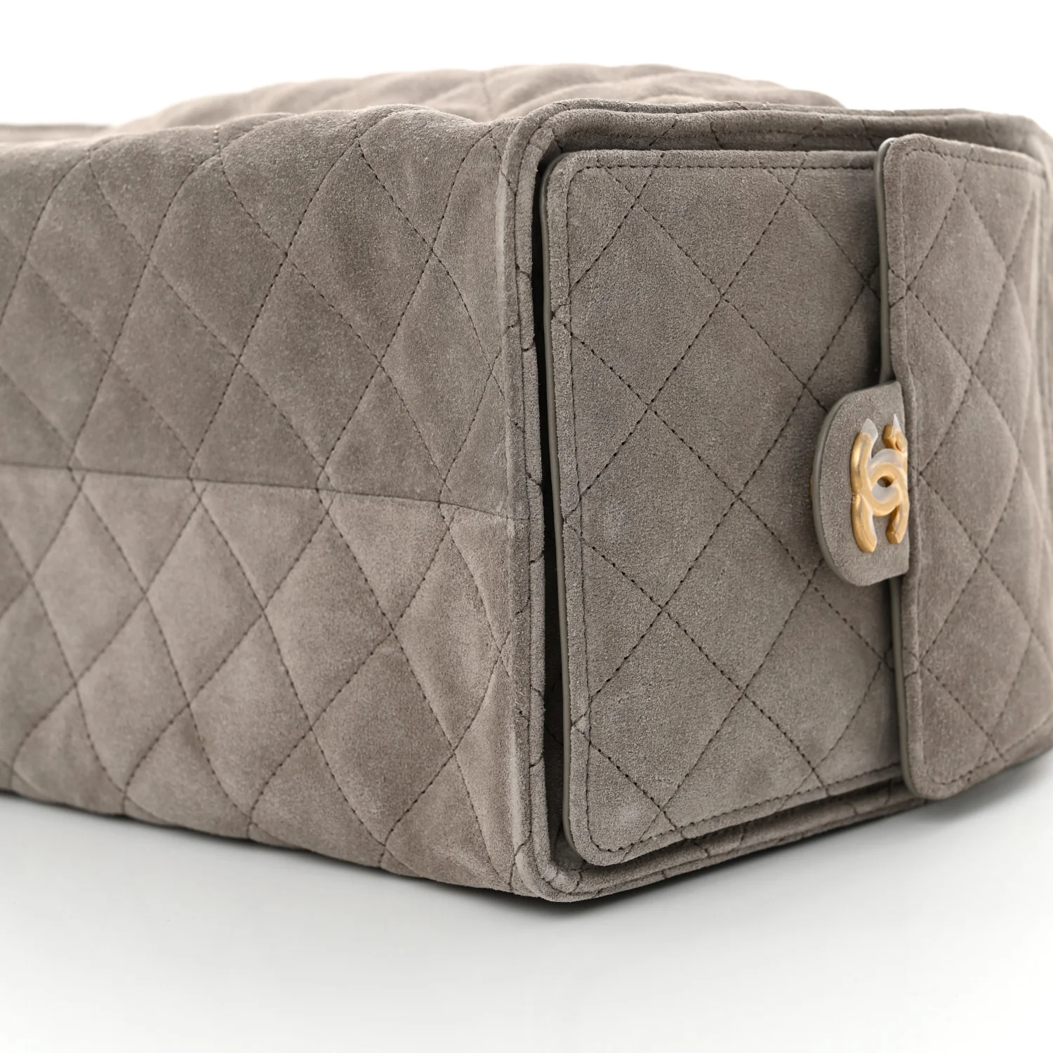 Suede Quilted Medium Chanel 25 Handbag Grey