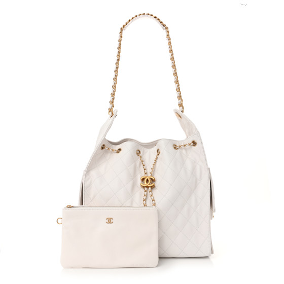Caviar Quilted Medium Chanel 25 Handbag White