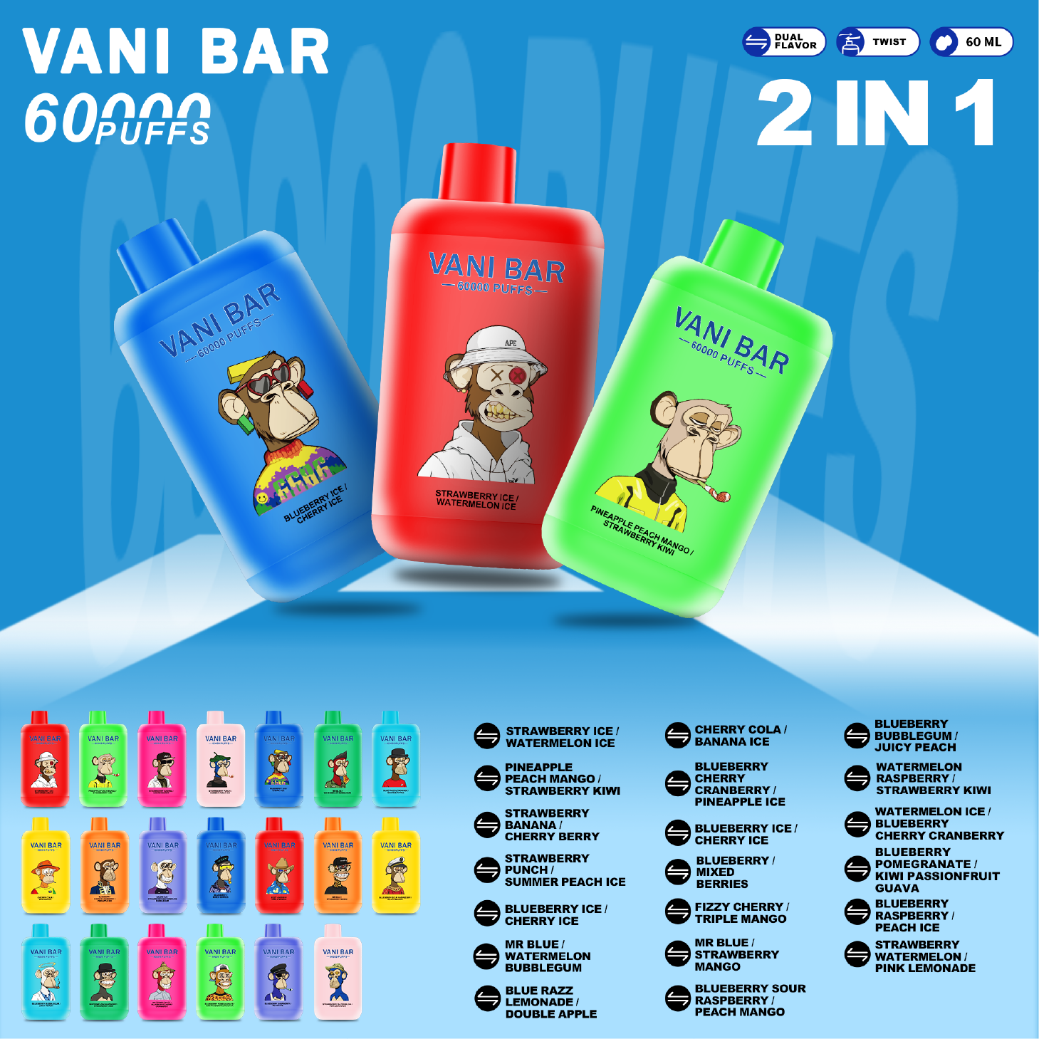 Januar 2026 | Neue Produkte 【VANI BAR】60000 PUFFS 2-in-1 & Erdbeer und Banane / Kirsch und Beere