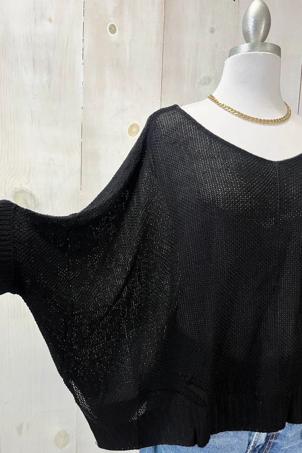 Lightweight Oversized Knit with Dolman Sleeves Relaxed Fit Boutique Fashion Sweater