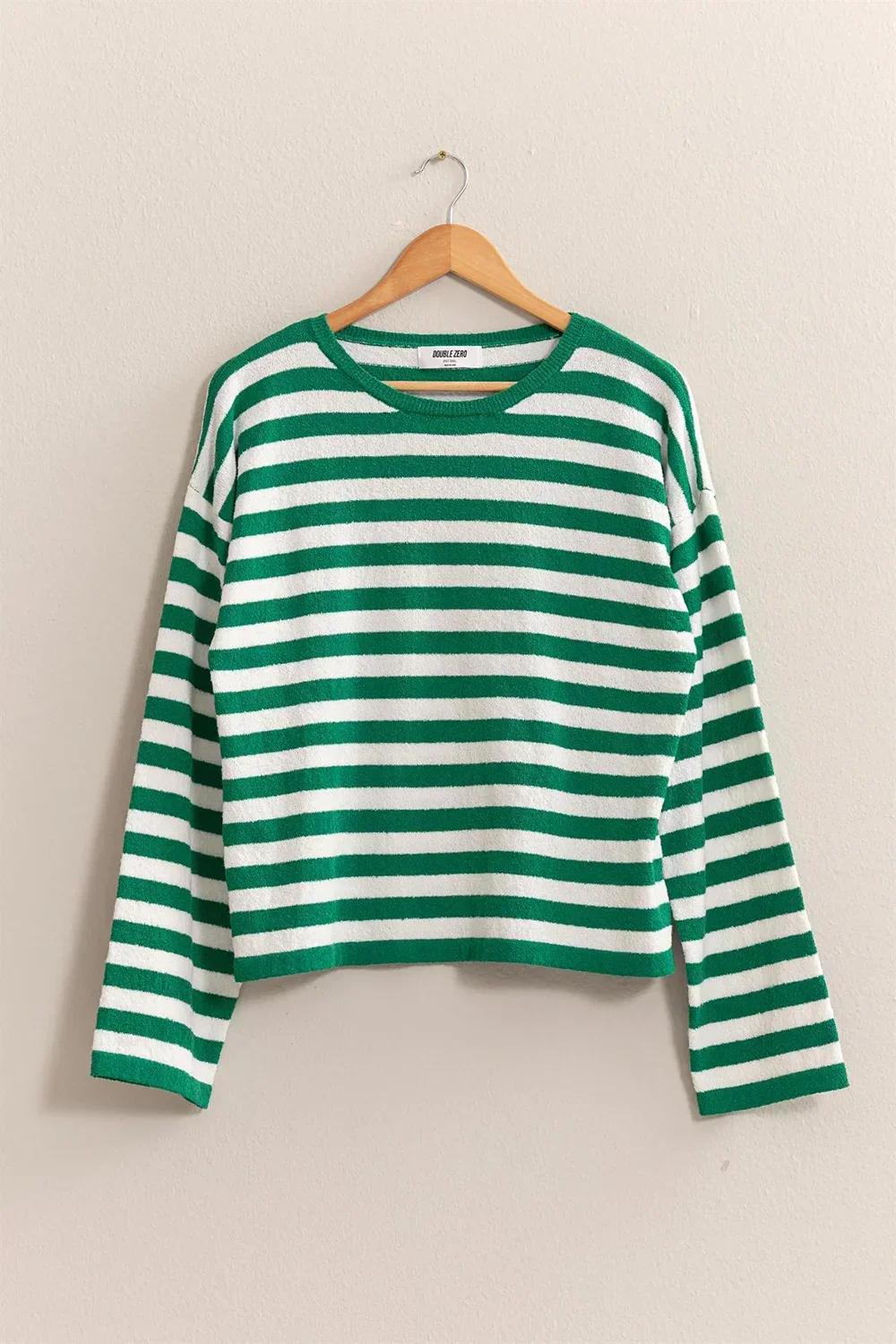 Classic Horizontal Striped Soft Knit Crew Neck Relaxed Fit Long Sleeve Pullover Sweater