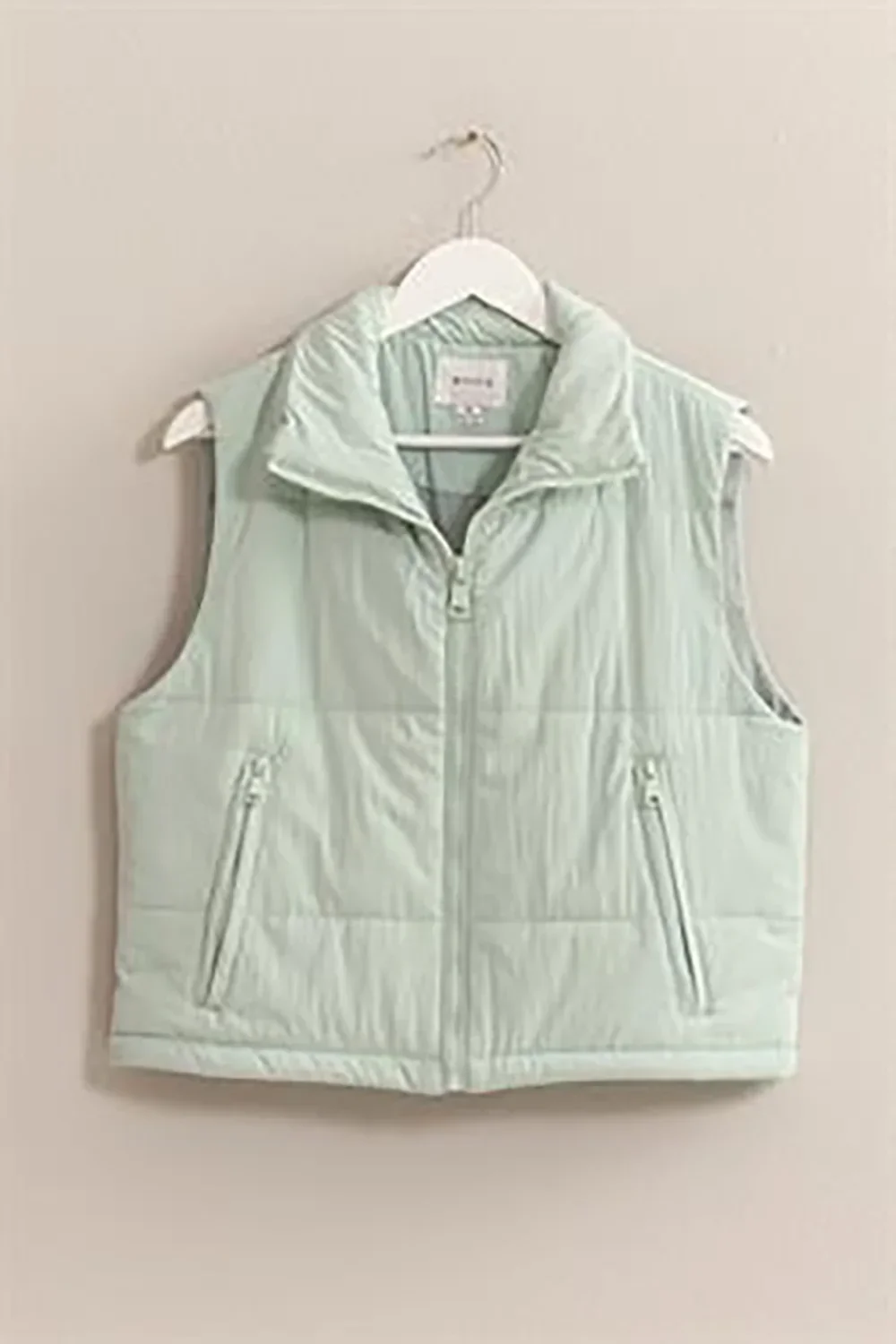 Lightweight Side Drawstring Front Pocket Neutral Puffer Quilted Vest