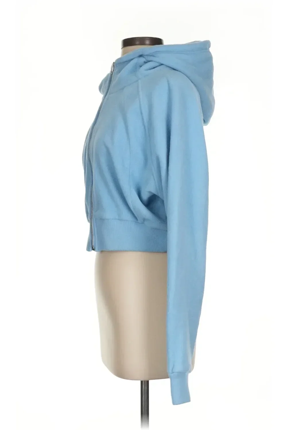 Cropped Zip Up Hooded Jacket Soft Fleece Brushed Scuba Hoodie