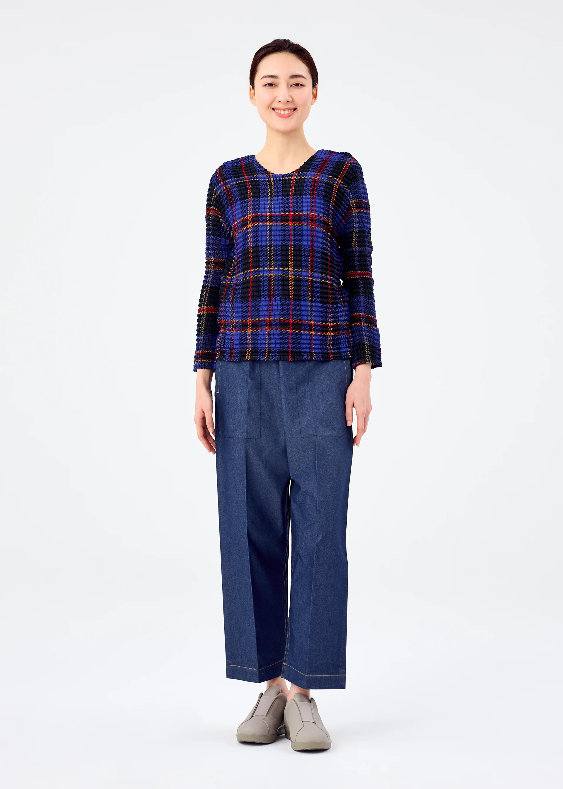 TARTAN CHECK PLEATS SHIRT