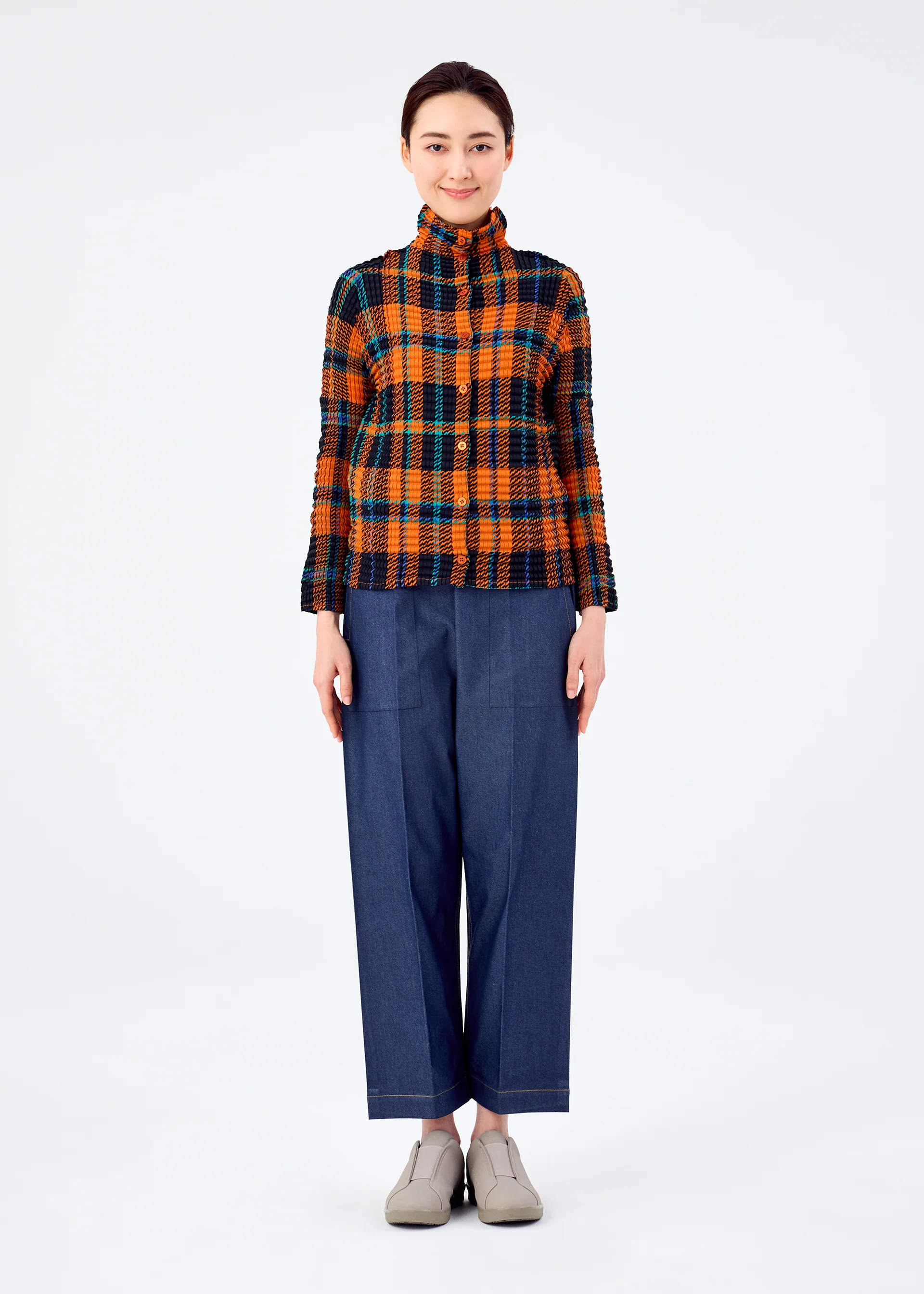 TARTAN CHECK PLEATS SHIRT