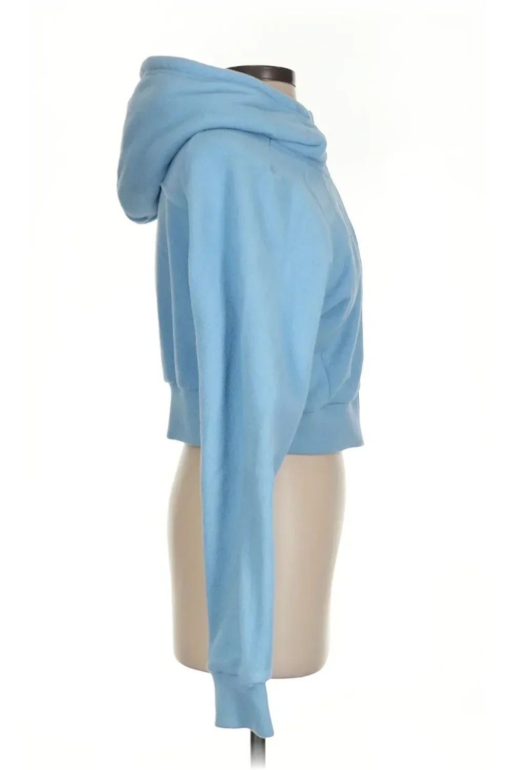 Cropped Zip Up Hooded Jacket Soft Fleece Brushed Scuba Hoodie