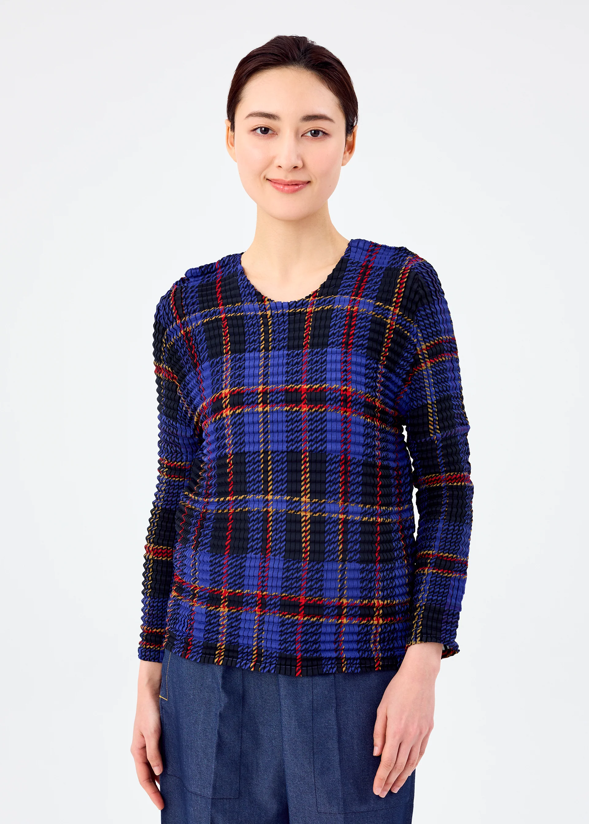 TARTAN CHECK PLEATS SHIRT