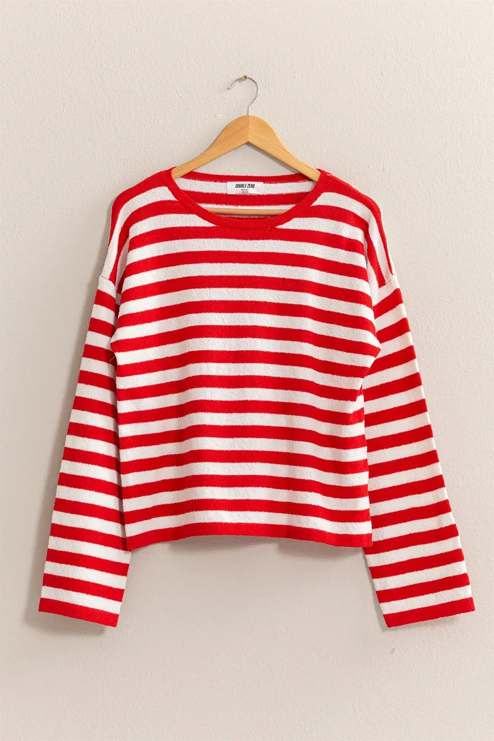 Classic Horizontal Striped Soft Knit Crew Neck Relaxed Fit Long Sleeve Pullover Sweater
