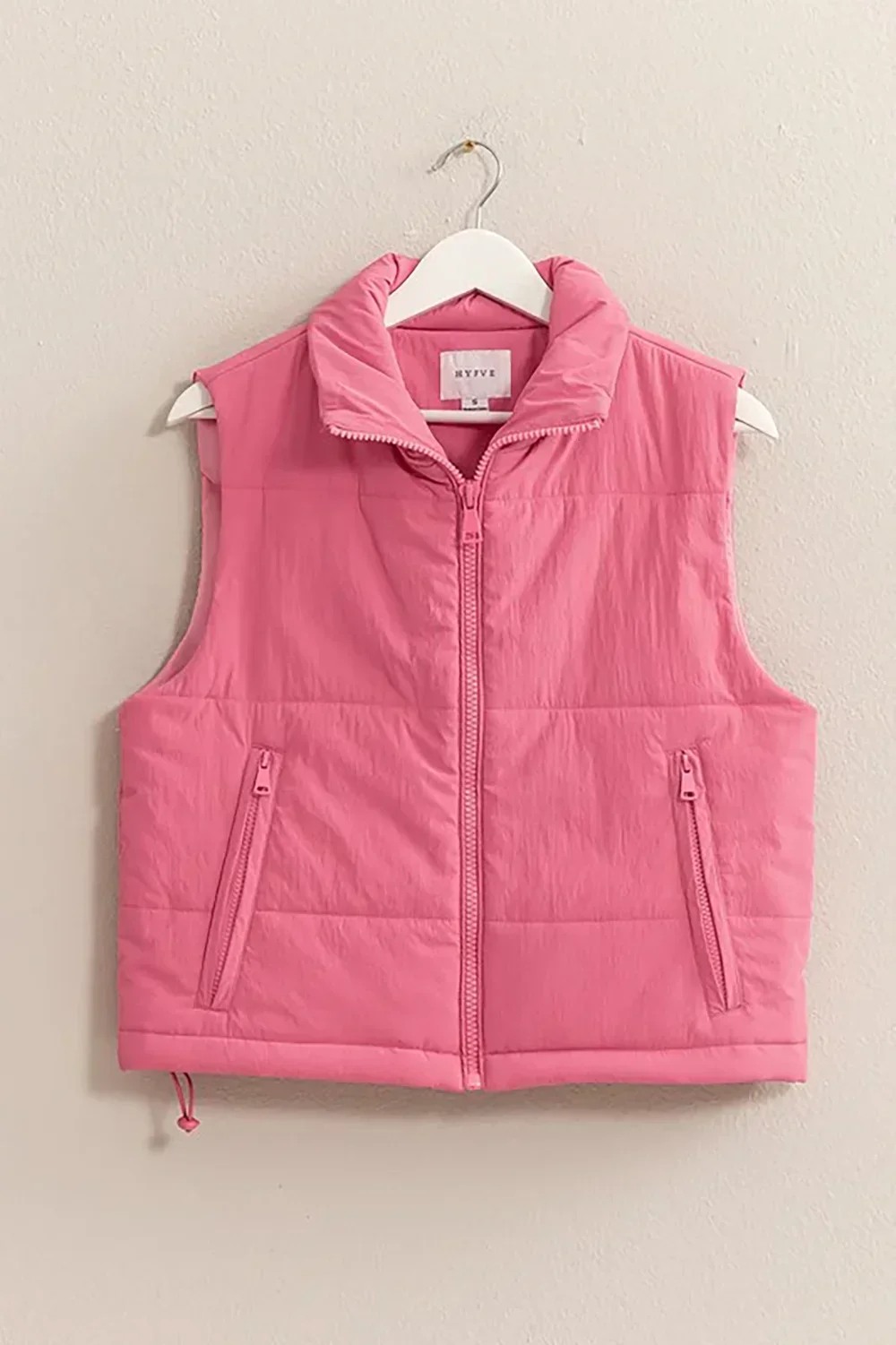 Lightweight Side Drawstring Front Pocket Neutral Puffer Quilted Vest