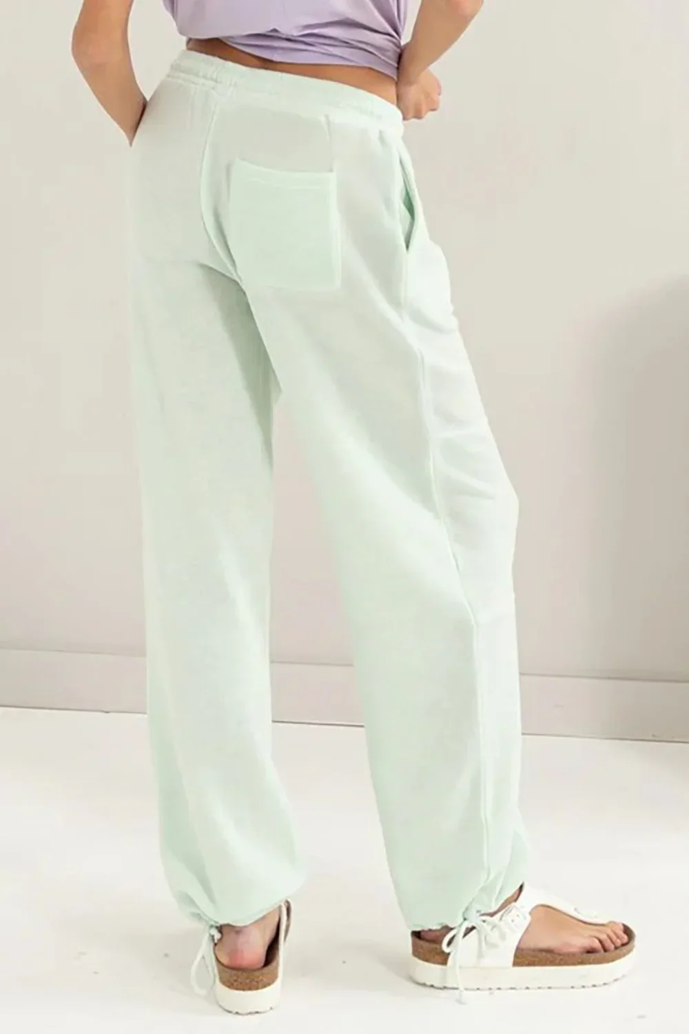 Soft Drawstring Tie Hem Casual Joggers Comfort Athleisure Pants