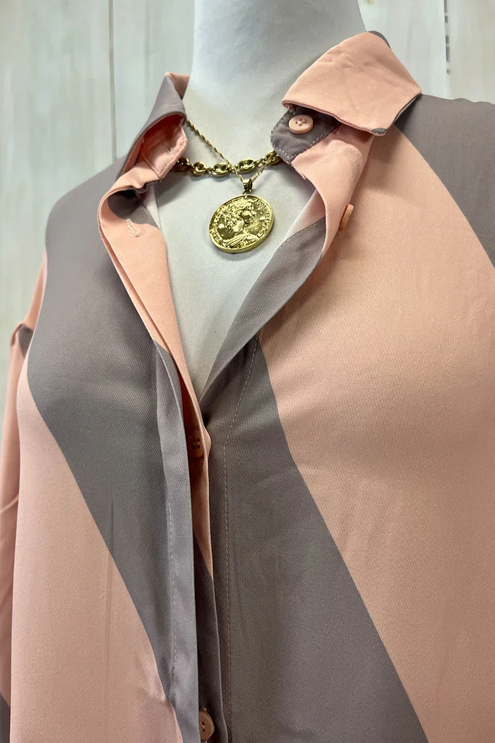 Striped Button Down Long Sleeve Collared Flowy Boutique Maxi Shirt Dress