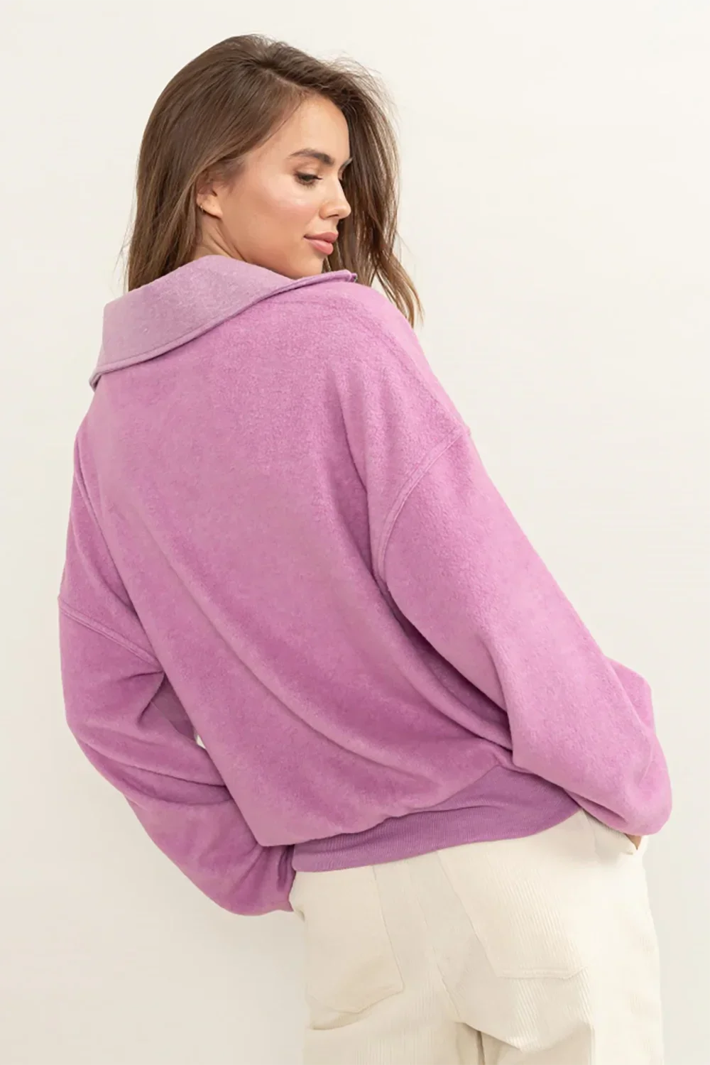 Stylish Sensation Half-Zip Fleece-Lined Fabric Sweatshirt