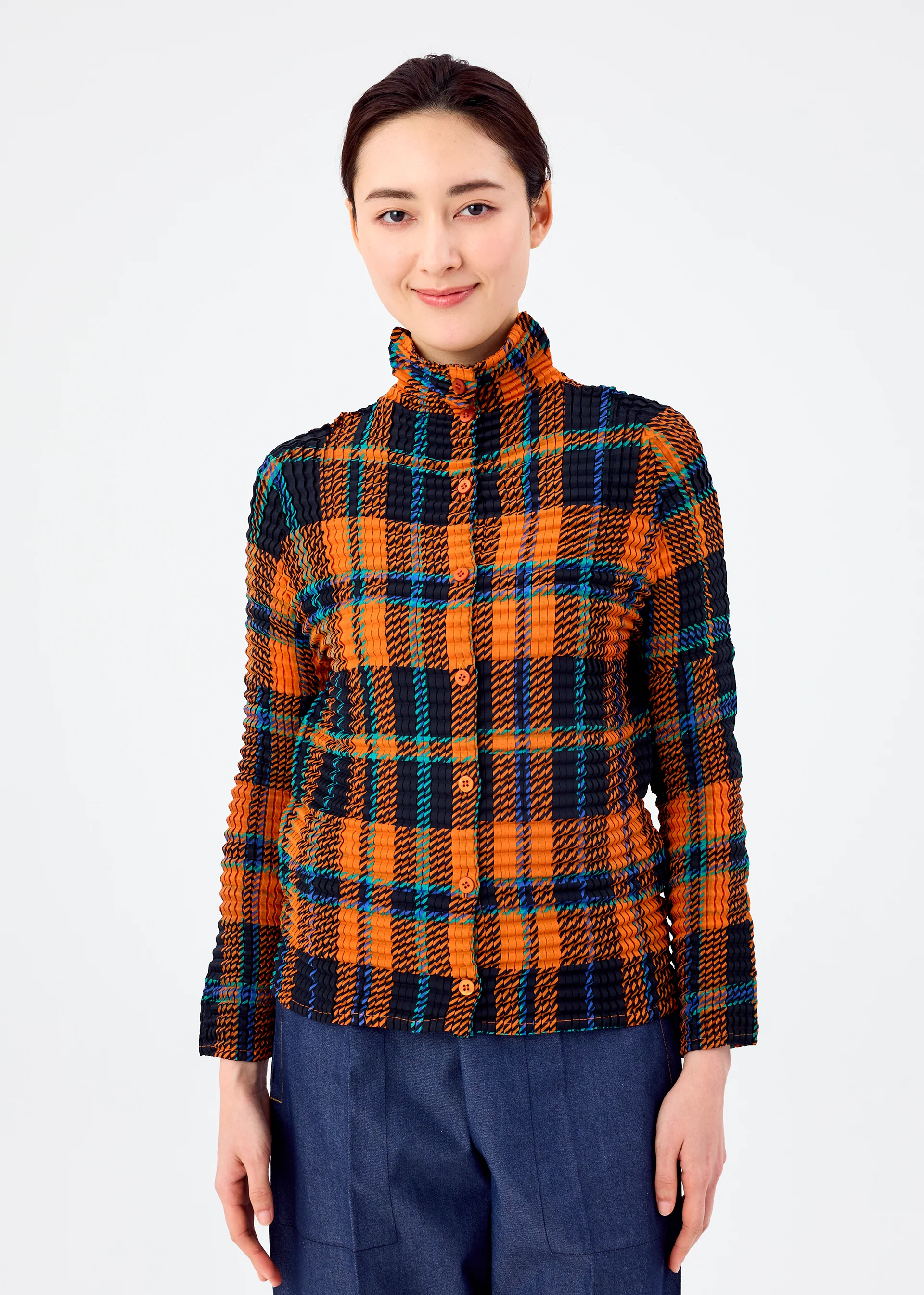 TARTAN CHECK PLEATS SHIRT