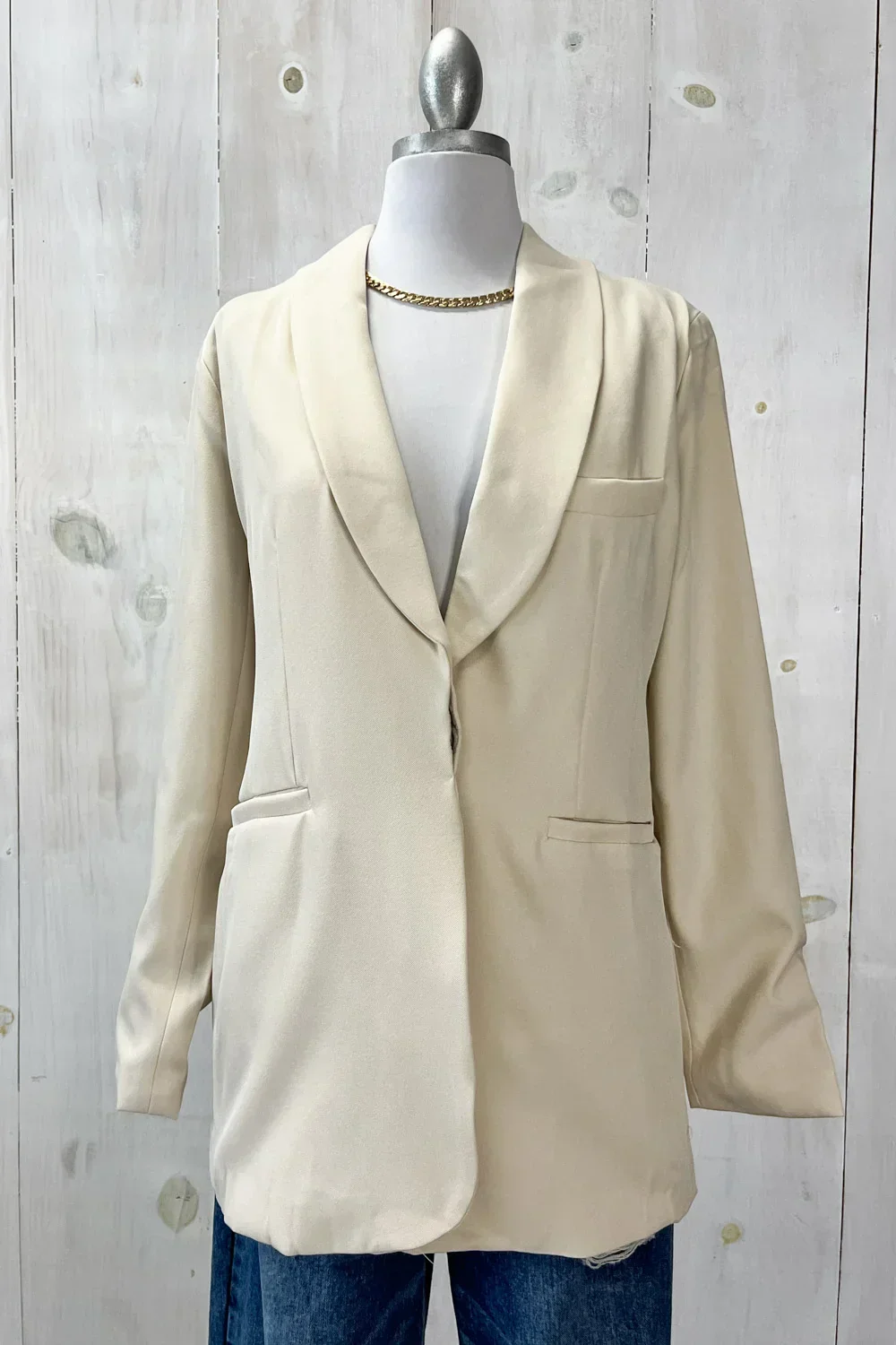 Tie Waist Shawl Collar Single Button Long Sleeve Professional Boutique Fashion Blazer