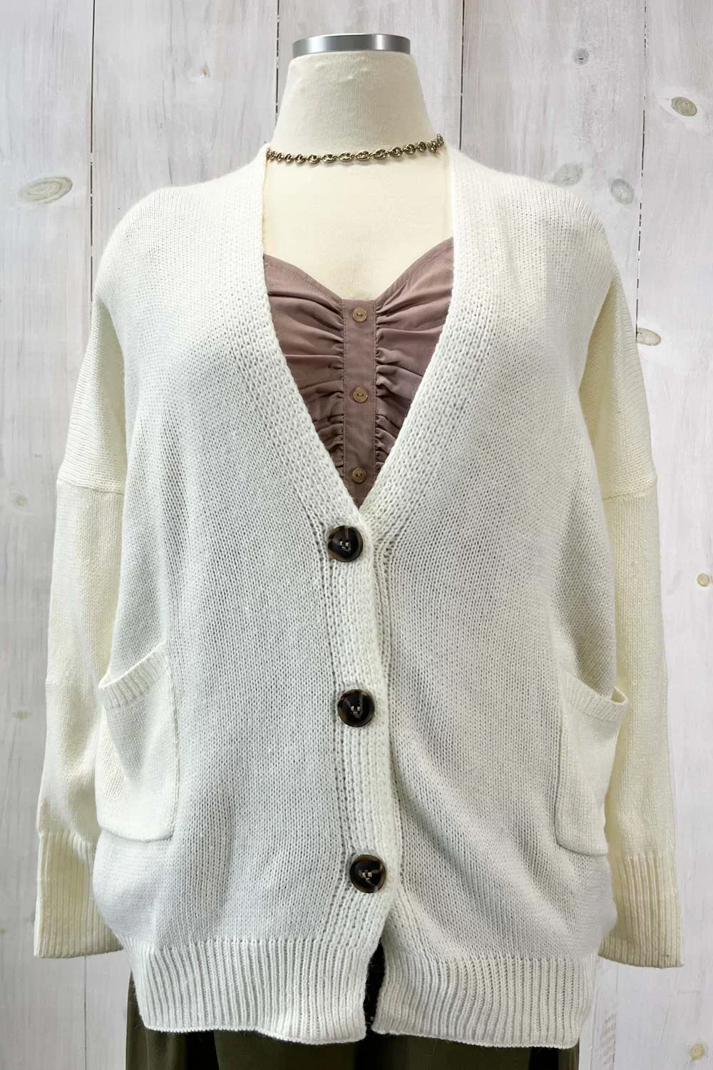 Oversized Button Front Knit Cardigan with Pocket Cozy Layering Cardigan