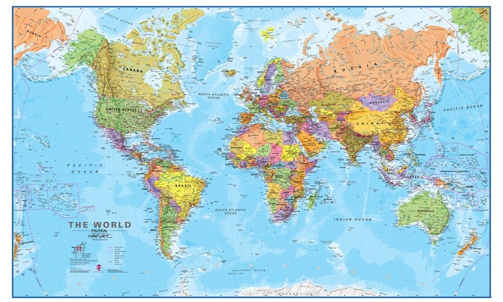 Maps International Giant World Map - Mega-Map Of The World - 46 x 80 - Fully Laminated - 2025 Updated
