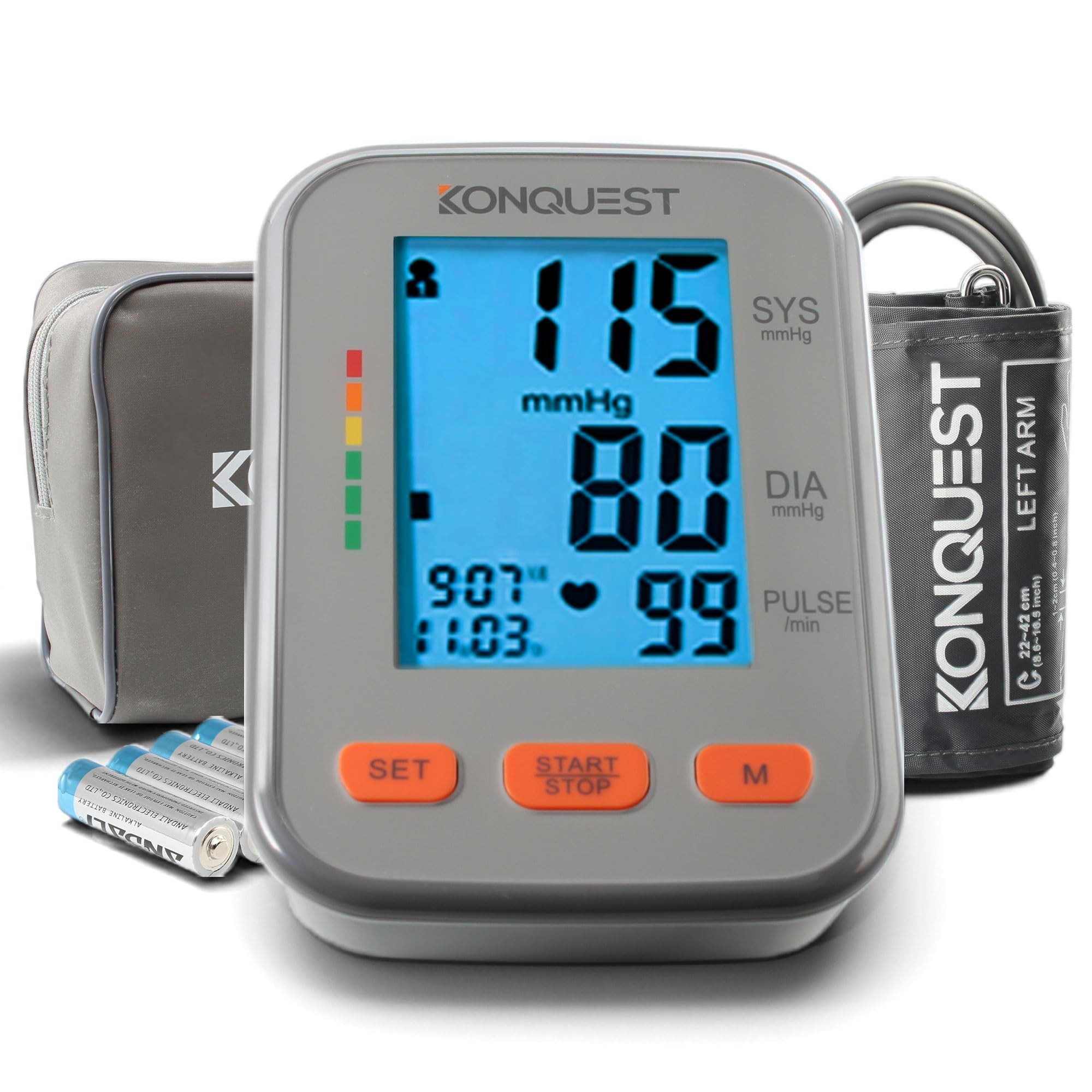 Konquest KBP-2704A Digital Blood Pressure Monitor – Automatic Upper Arm BP Machine with Large Cuff (8.5–16.5 in), Backlit Display, Digital, Irregular Heartbeat Detector – Tensiometro, Bp Monitor