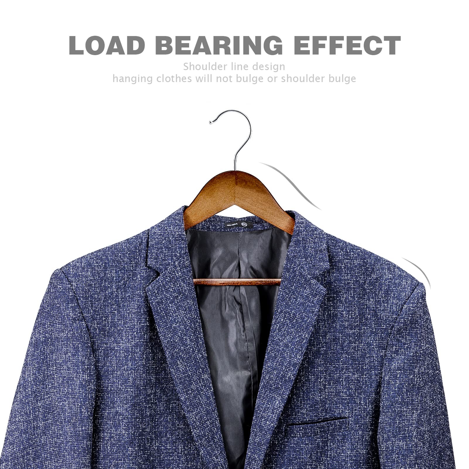 HOUSE DAY Wooden Hangers 30 Pack, Solid Wood Coat Hanger Heavy Duty, Smooth Finish Bulk Wood Hangers, High-Grade Wooden Clothes Hanger with Non Slip Pant Bar, 360° Swivel Hook