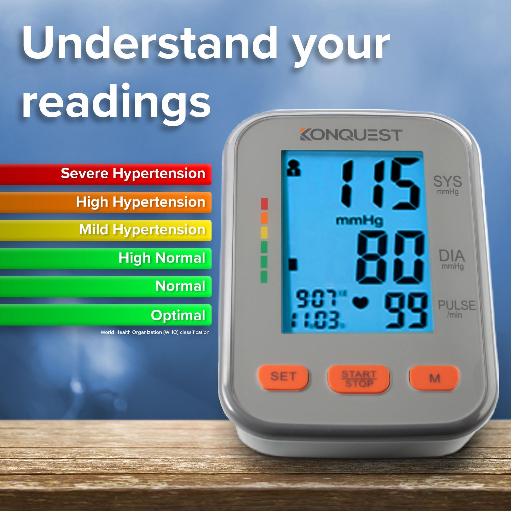 Konquest KBP-2704A Digital Blood Pressure Monitor – Automatic Upper Arm BP Machine with Large Cuff (8.5–16.5 in), Backlit Display, Digital, Irregular Heartbeat Detector – Tensiometro, Bp Monitor