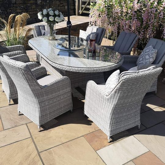 grey rattan 8 seater dining set