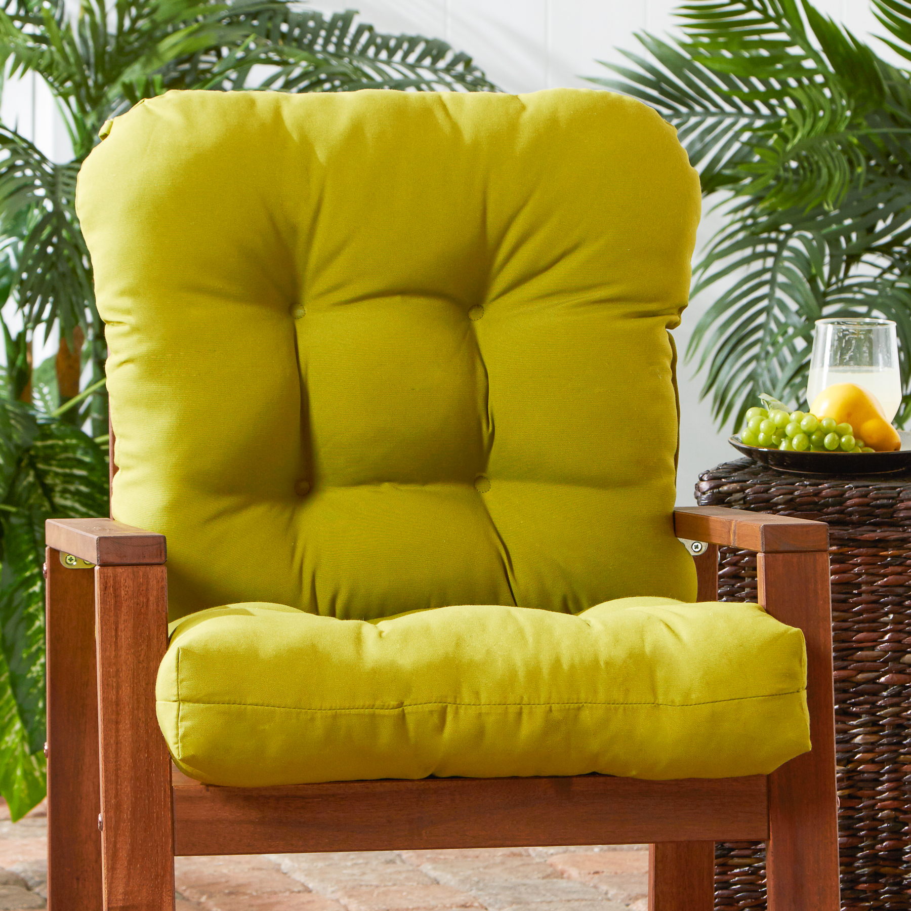 Greendale Home Fashions Kiwi Green 42 x 21 in. Outdoor Reversible Tufted Chair Cushion