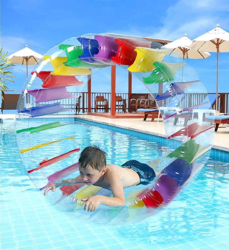 GreenCo Kids Colorful Inflatable Water Wheel Roller Float 52