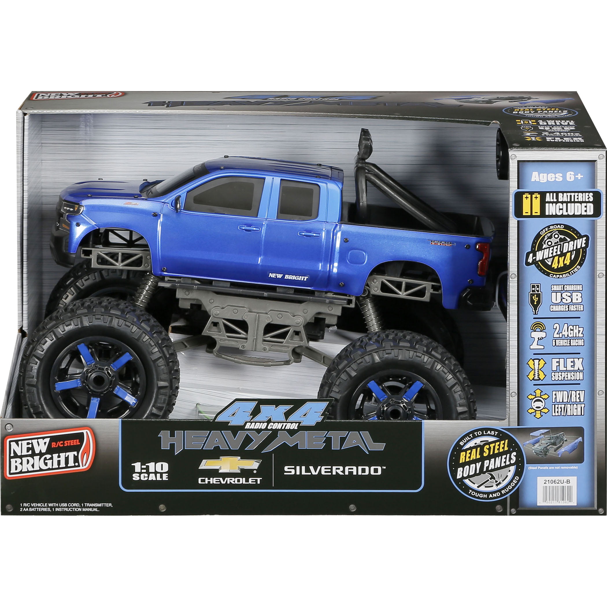 New Bright (1:10) Silverado Battery Radio Control Heavy Metal 4x4 Pickup Blue