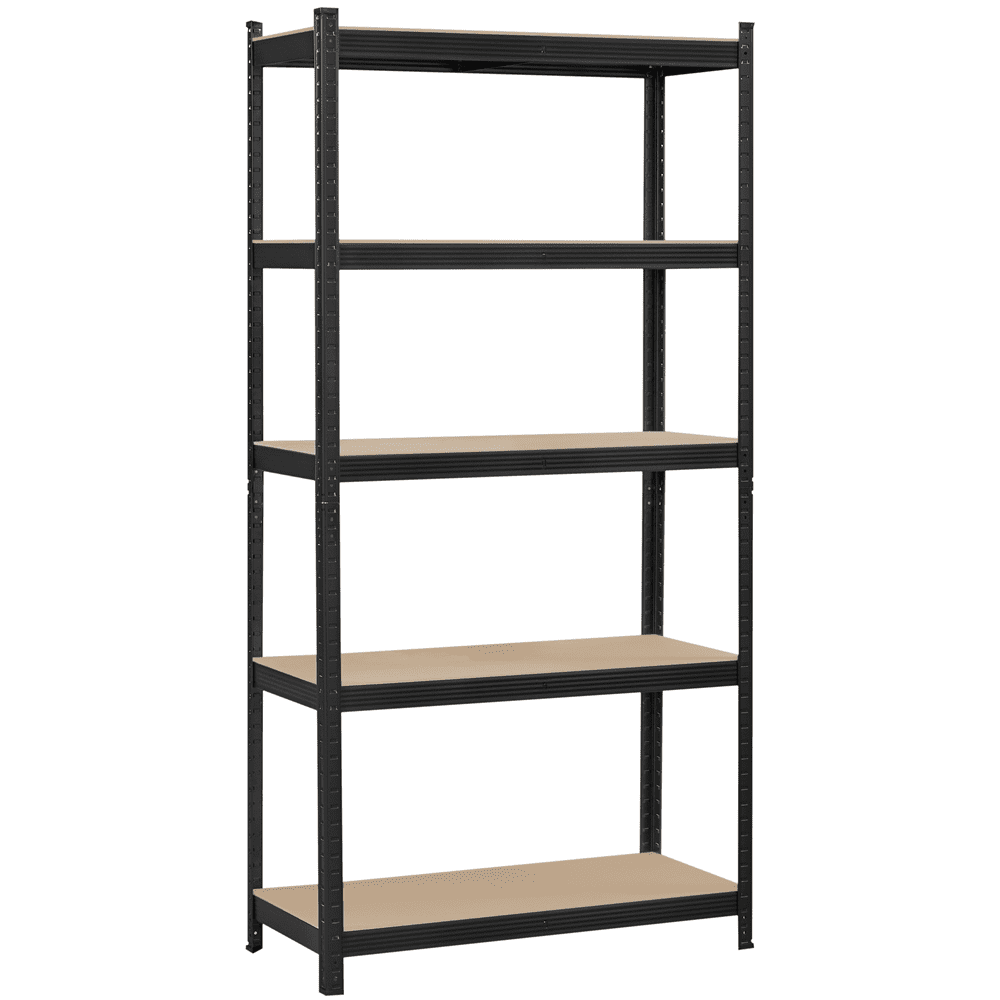 Smile Mart 5-Shelf Boltless & Adjustable Steel Storage Shelf Unit, Black, Holds up to 386 lb Per Shelf, 2 Pack