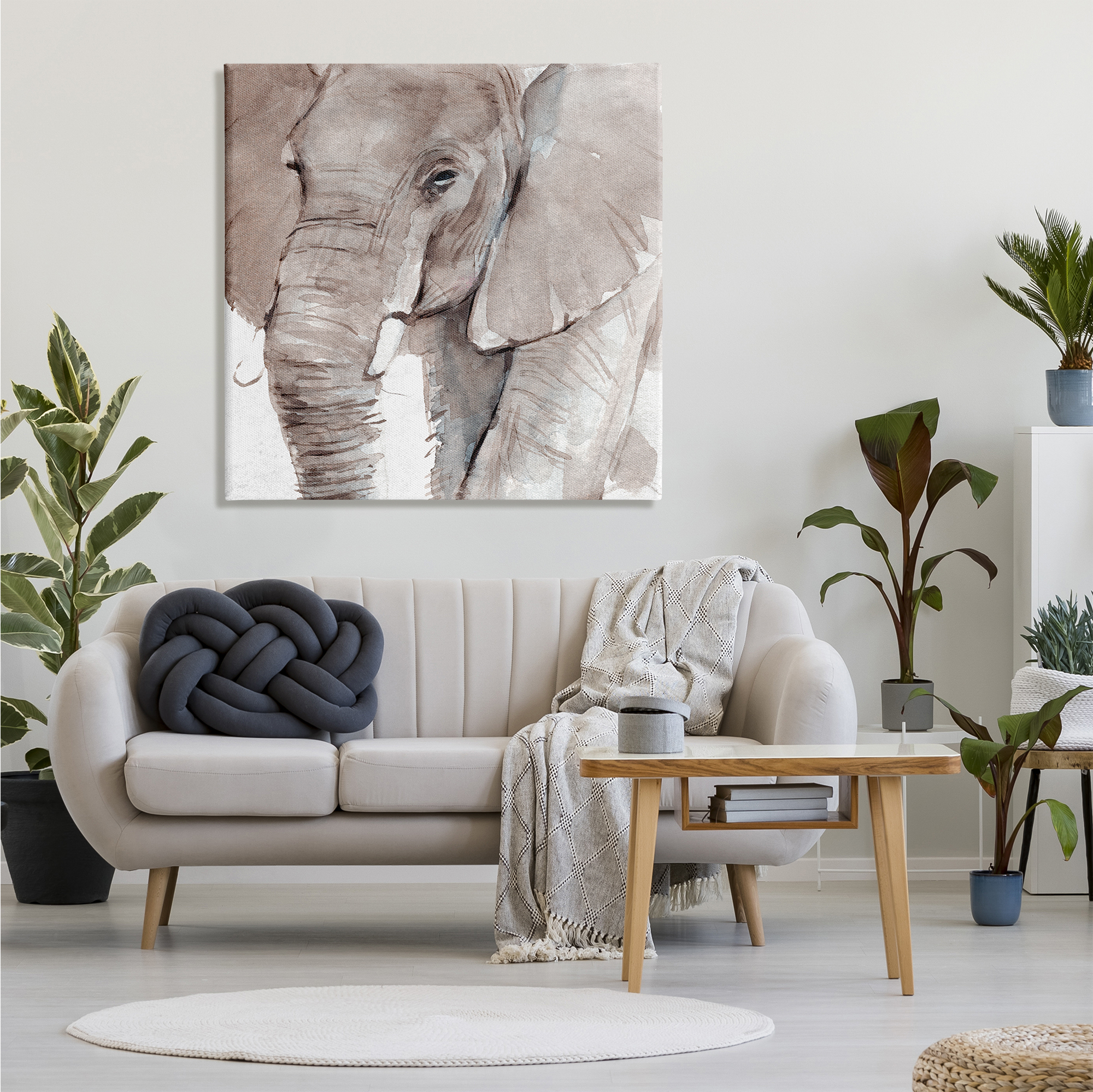 Stupell Industries Elephant Trunk Animal Portrait Grey Wrinkles Small Husks, 36 x 36, Design by Annie Warren