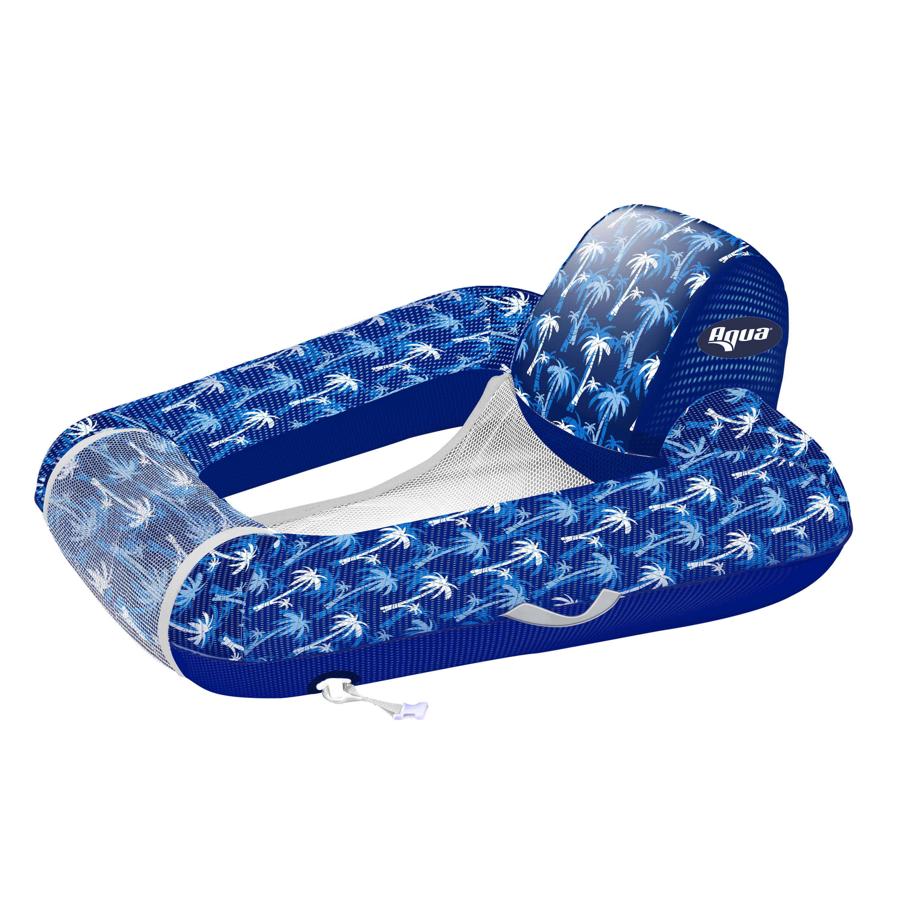 Aqua Adult Zero Gravity Chair Pool Float with Adjustable Sizes, Palm Trees, Unisex, Blue