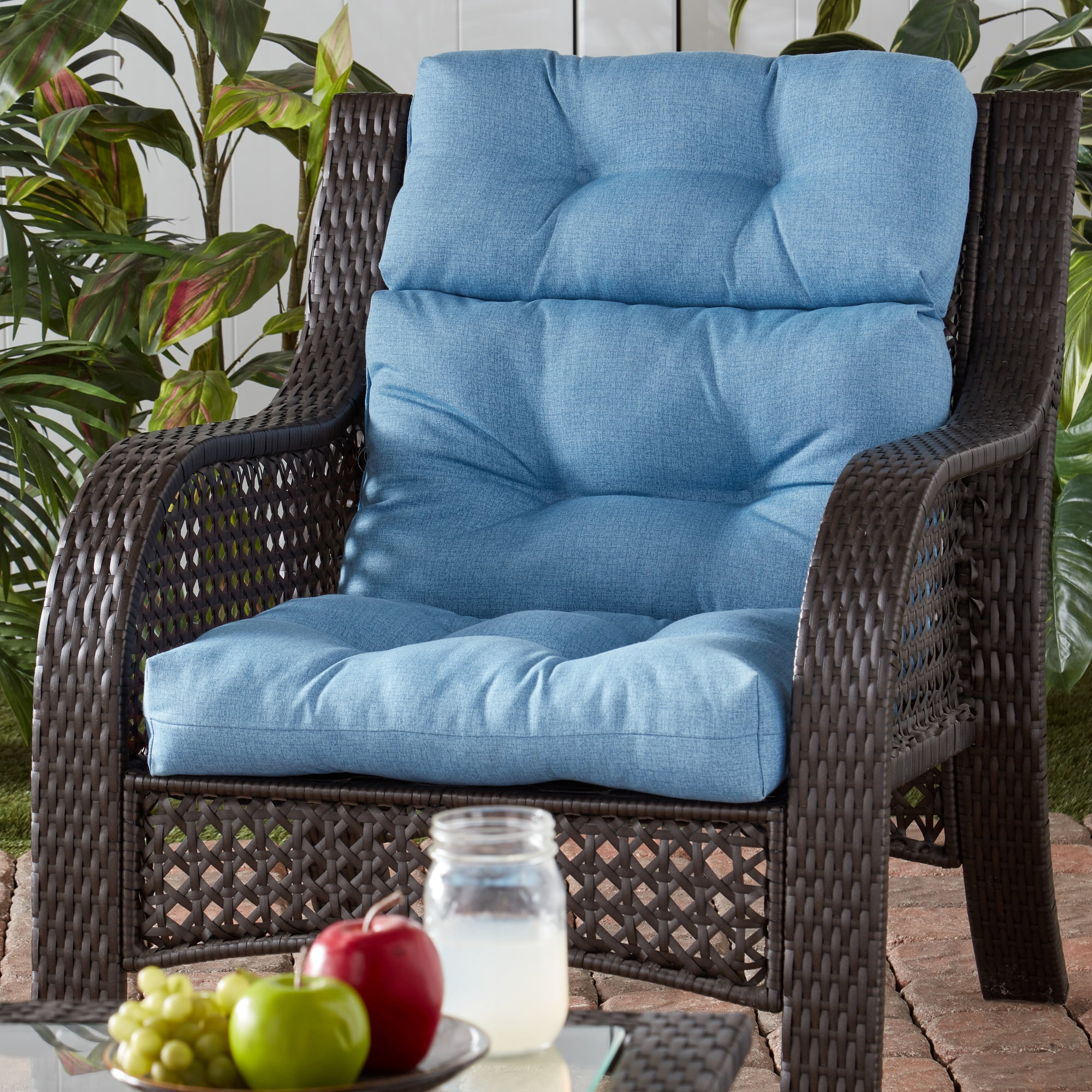 Greendale Home Fashions Denim 44 x 22 in. Outdoor High Back Chair Cushion