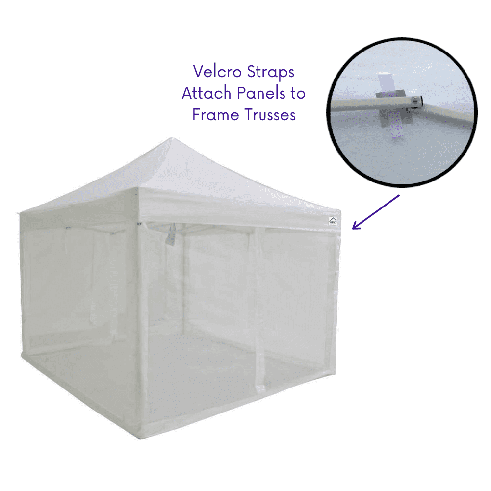 Impact Canopy Zippered Mesh 10' x 10' White Square Outdoor Canopy Sidewall